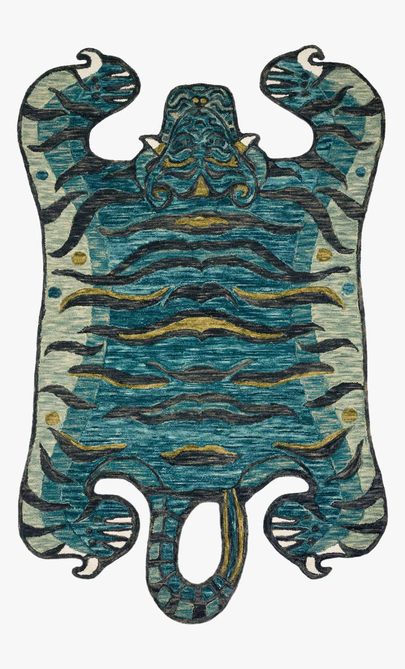 Justina Blakeney x Loloi Feroz Collection - Contemporary Hooked Rug in Teal (FER-03)