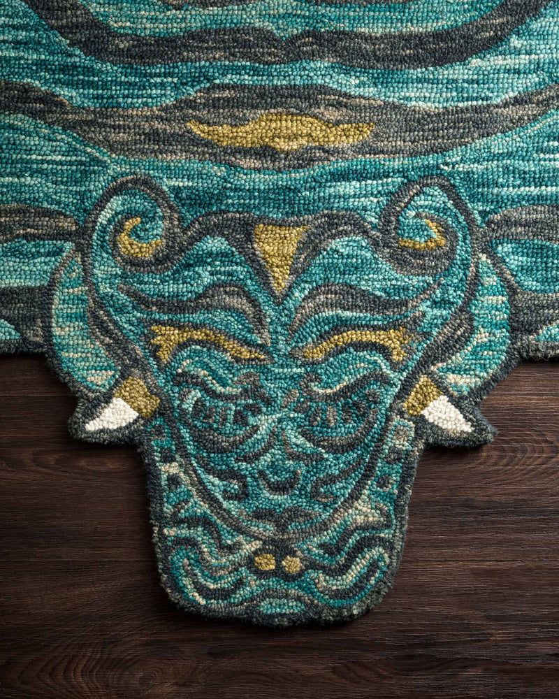 Justina Blakeney x Loloi Feroz Collection - Contemporary Hooked Rug in Teal (FER-03)
