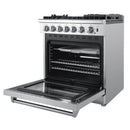 Forno Lazio 30-Inch Dual Fuel Range with 5 Sealed Burner in Stainless Steel with Air Fryer & Reversible Griddle (FFSGS6196-30)