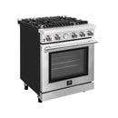 Forno Alta Qualita 30-Inch Gas Range with 4 Burners & Temperature Gauge in Stainless Steel (FFSGS6228-30S)