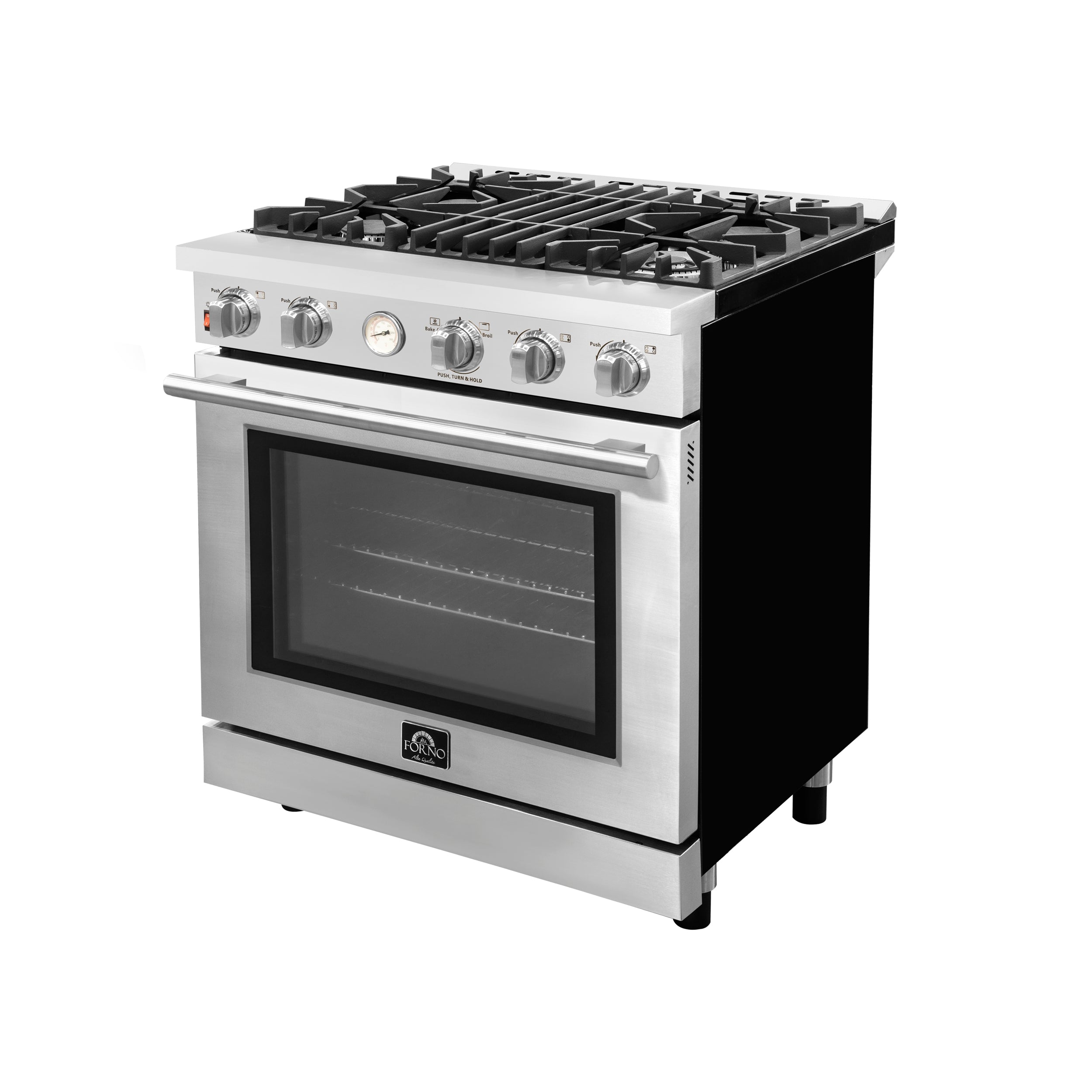 Forno 30 Gas Range w/4 Burners & Temp Gauge (FFSGS6228-30S)