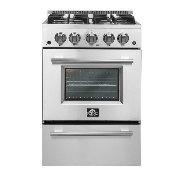 Forno 24-Inch Gas Range with 4 Burners and 38,000 BTUs in Stainless Steel (FFSGS6272-24)