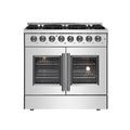 Forno 36-Inch Galiano 5.36 Cu. Ft. Dual Fuel Range with 6 Gas Burners, 83,000 BTUs, & French Door Electric Oven in Stainless Steel (FFSGS6356-36)