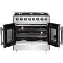 Forno 36-Inch Galiano Dual Fuel Range with 6 Gas Burners, 83,000 BTUs, & French Door Electric Oven in Stainless Steel (FFSGS6356-36)