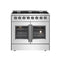 Forno 36-Inch Galiano Dual Fuel Range with 6 Gas Burners, 83,000 BTUs, & French Door Electric Oven in Stainless Steel (FFSGS6356-36)