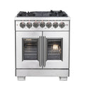 Forno 30-Inch Capriasca Dual Fuel Range with 5 Gas Burners, 100,000 BTUs, and French Door Electric Oven in Stainless Steel (FFSGS6387-30)