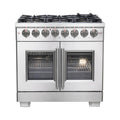 Forno 36-Inch Capriasca 5.36 Cu. Ft. Freestanding French Door Dual Fuel Range with 6 Gas Burners, 120,000 BTUs & Electric Oven in Stainless Steel (FFSGS6387-36)