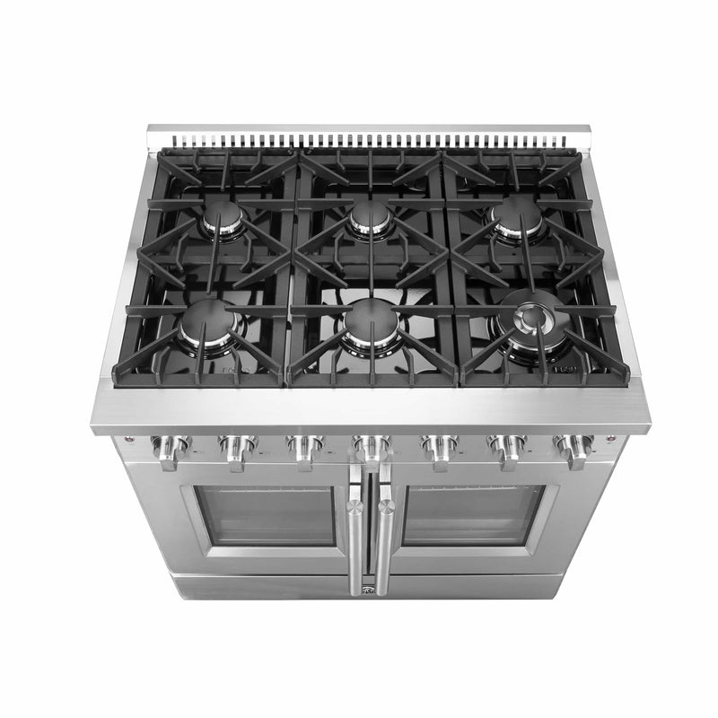 Forno 36-Inch Galiano Gas Range with 6 Gas Burners, 83,000 BTUs, & French Door Gas Oven in Stainless Steel (FFSGS6444-36)