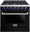Forte 36-Inch Freestanding All Gas Range, 6 Sealed Italian Made Burners, 4.5 cu. ft. Oven, Easy Glide Oven Racks, in Stainless Steel with Black Finish and Blue Knobs (FGR366BBB31)