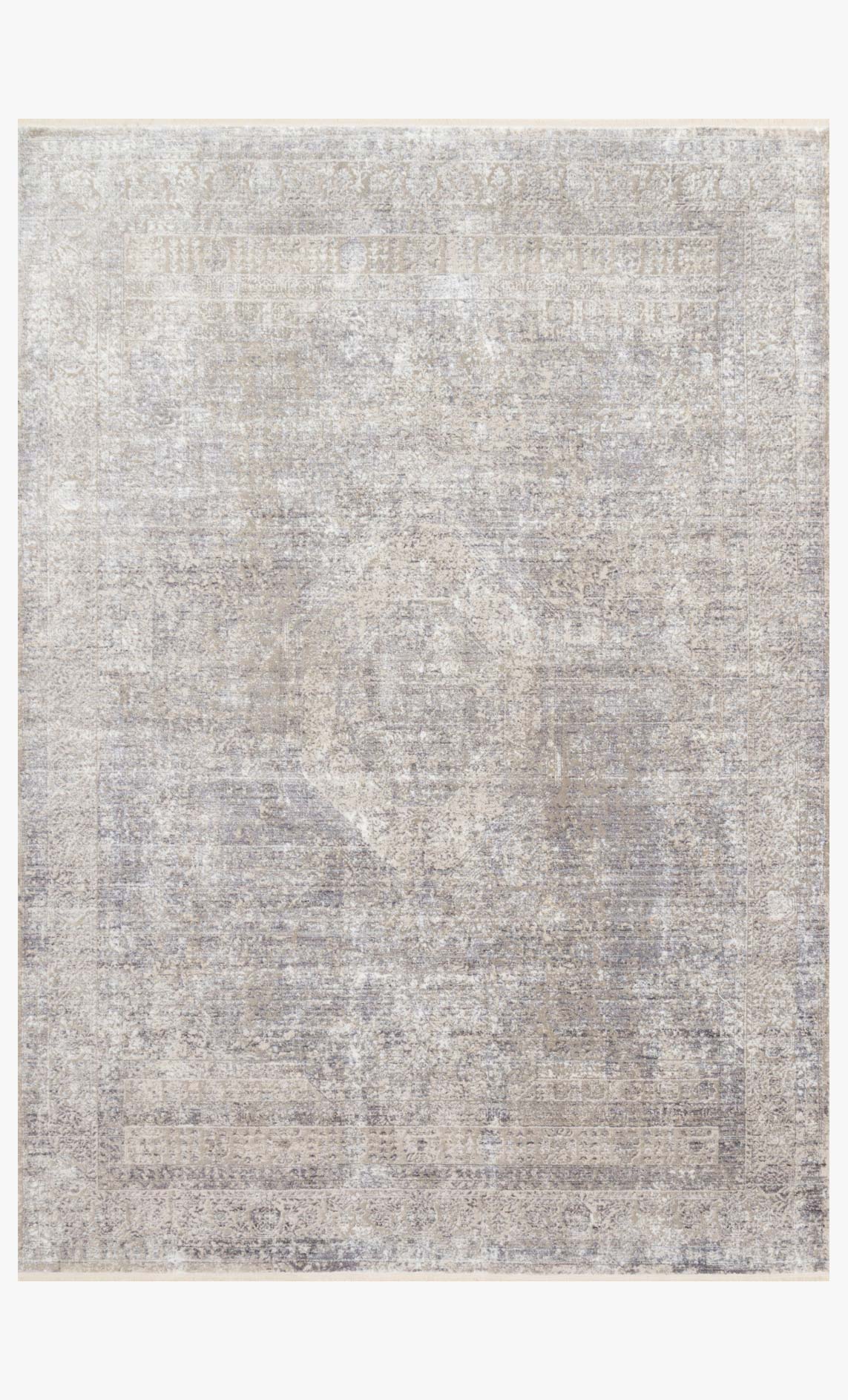 Transitional power-loomed rug in silver & pebble with subtle abstract distressed pattern