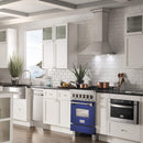 ZLINE 24-inch Legacy Series Dual Fuel Range with Gas Stove and 2.8 Cu. Ft. Electric Oven in Fingerprint Resistant Satin Stainless Steel with Blue Matte Door (RAS-BM-24)