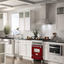 ZLINE 24-inch Legacy Series Dual Fuel Range with Red Gloss Door in Fingerprint Resistant Satin Stainless Steel (RAS-RG-24)
