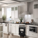 ZLINE 24-inch Legacy Series Dual Fuel Range with Gas Stove and 2.8 Cu. Ft. Electric Oven in Fingerprint Resistant Satin Stainless Steel with Black Matte Door (RAS-BLM-24)