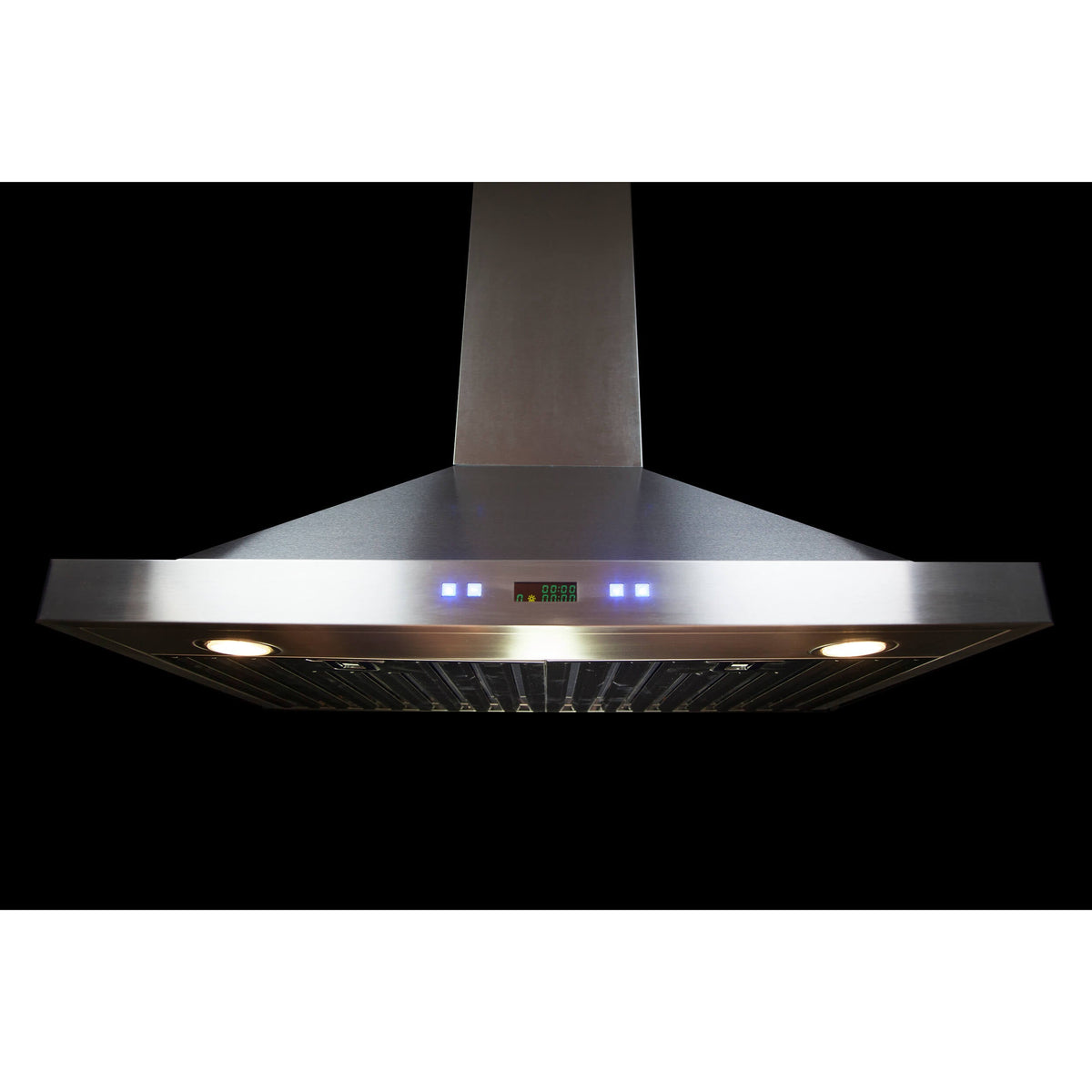 Stainless steel wall mount hood with blue indicator lights