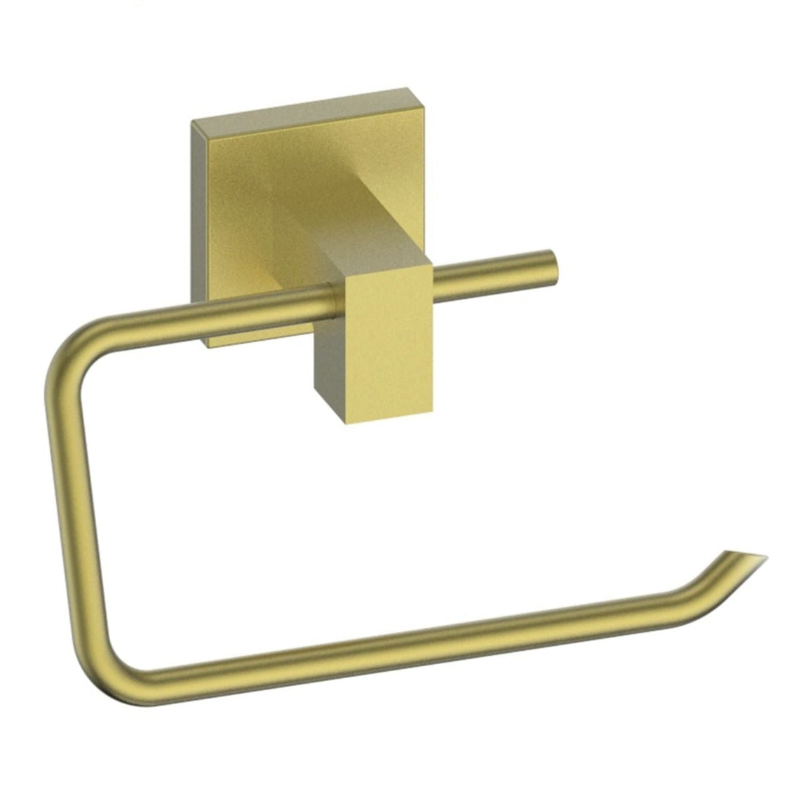 Champagne bronze toilet paper holder with U-shaped roll bar and square wall mount