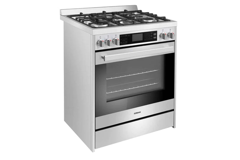 ROBAM 30-Inch 5 Cu. Ft. Oven Dual Fuel Gas Range with 5 Sealed Brass Burners in Stainless Steel (ROBAM-G517K)