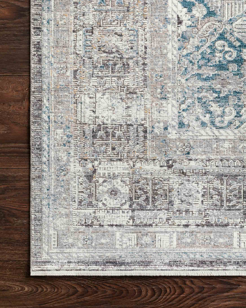 Loloi Gemma Collection - Traditional Power Loomed Rug in Silver & Blue (GEM-05)
