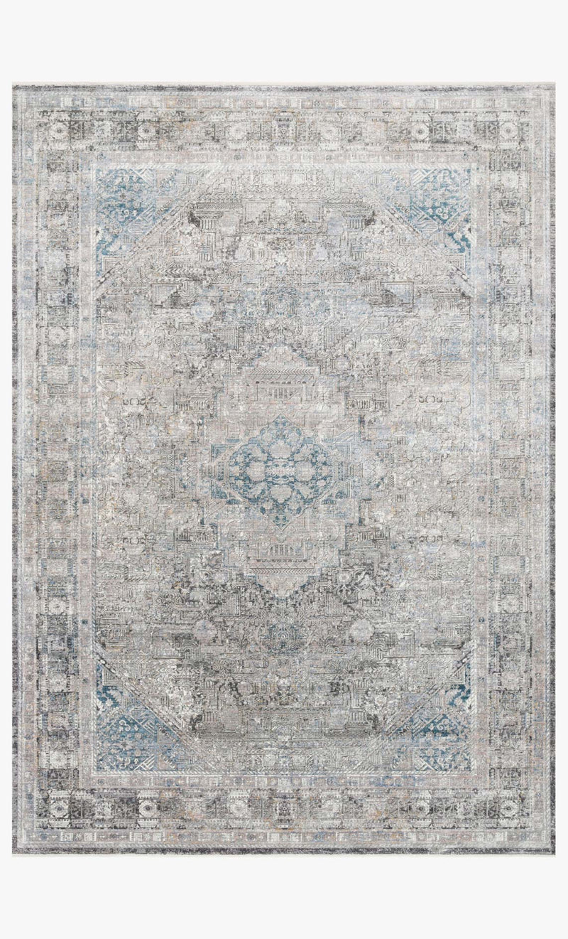 Loloi Gemma Collection - Traditional Power Loomed Rug in Silver & Blue (GEM-05)