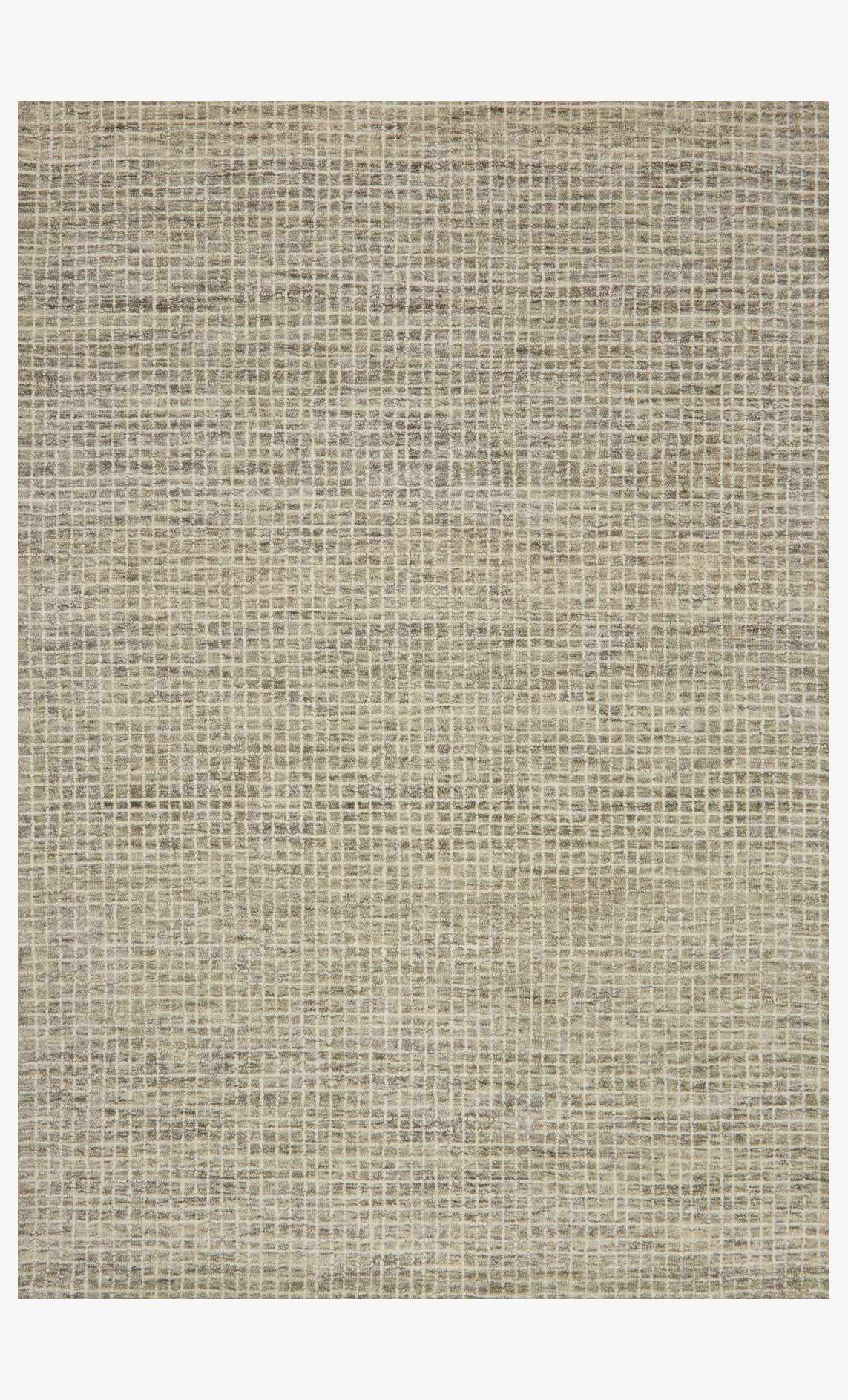 Transitional hooked area rug in granite, tight grid texture, flat woven look.