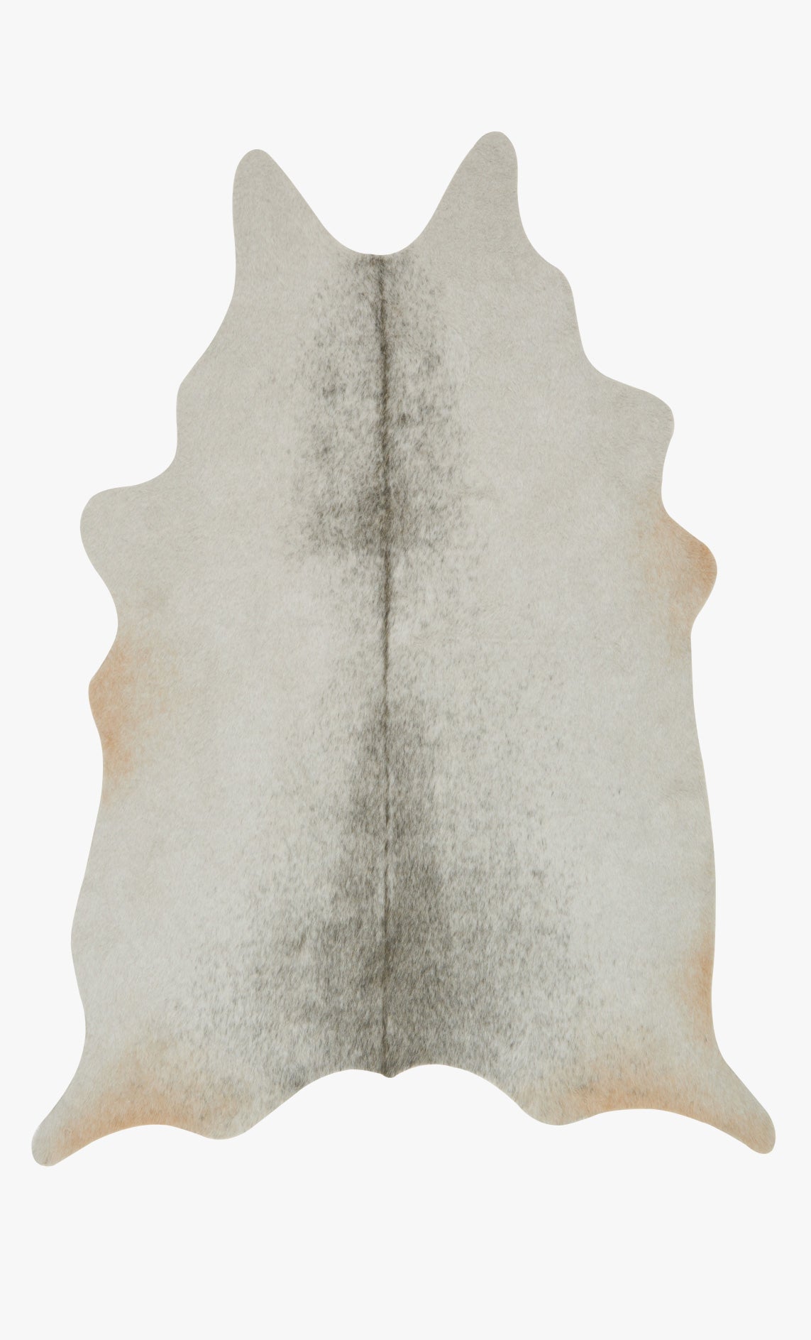 Silver and grey distressed power-loomed area rug with cowhide-inspired scalloped edges