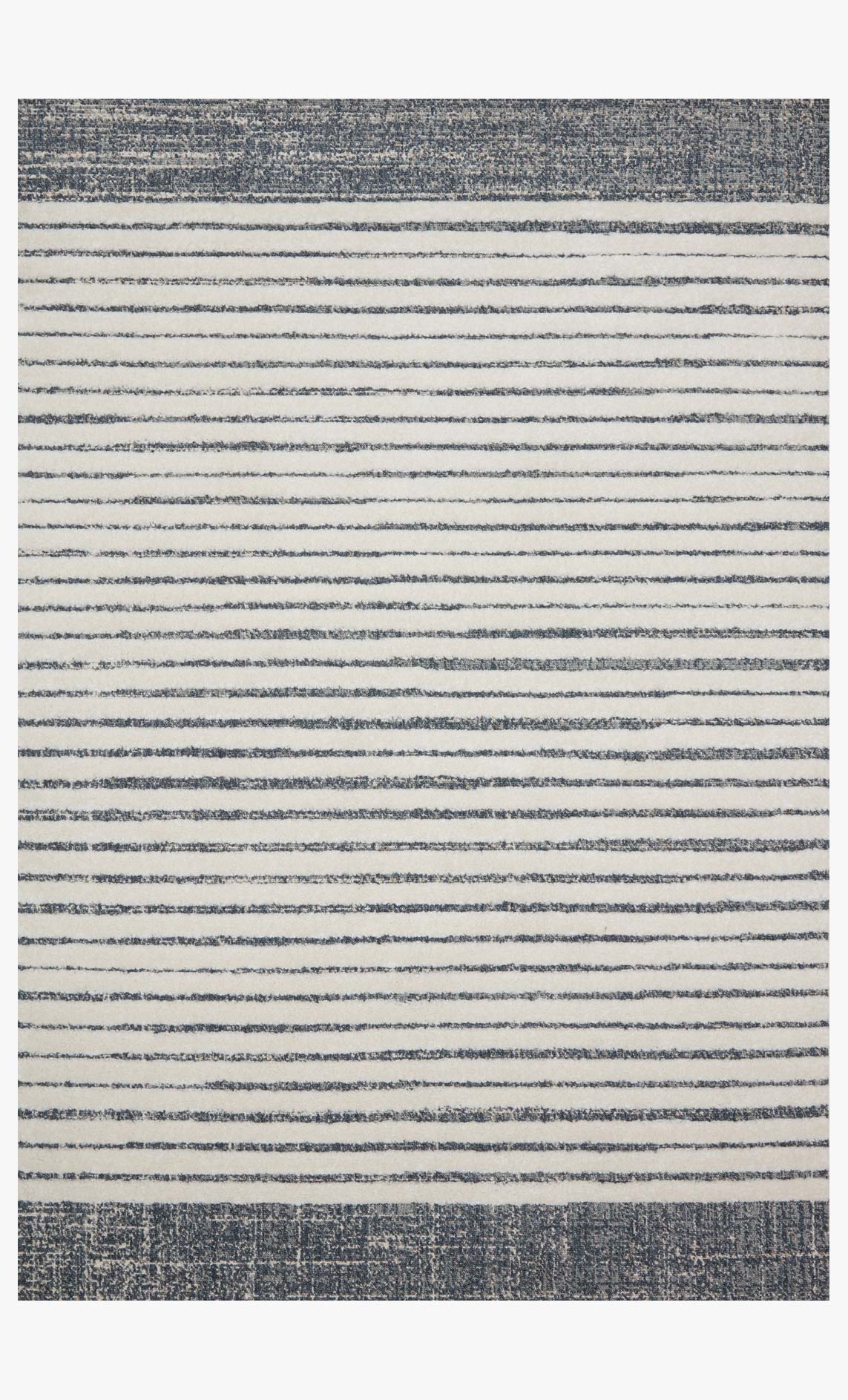 White and ocean blue striped power-loomed rug with dark border edges