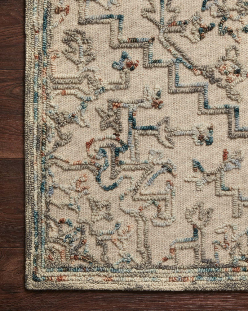 Loloi II Halle Collection - Traditional Hooked Rug in Grey & Ocean (HAE-01)