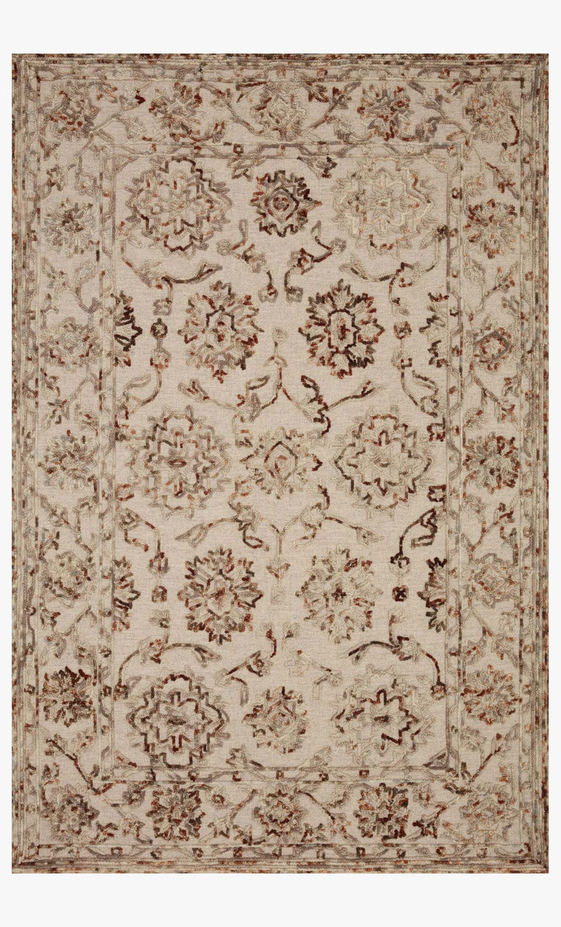 Loloi II Halle Collection - Traditional Hooked Rug in Taupe & Rust (HAE-03)