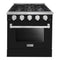 Hallman Bold 30-Inch Dual Fuel Range with 4.2 Cu. Ft. Electric Oven & 4 Gas Burners in Glossy Black with Chrome Trim (HBRDF30CMGB)