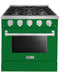 Hallman Bold 30-Inch Dual Fuel Range with 4.2 Cu. Ft. Electric Oven & 4 Gas Burners in Emerald Green with Chrome Trim (HBRDF30CMGN)