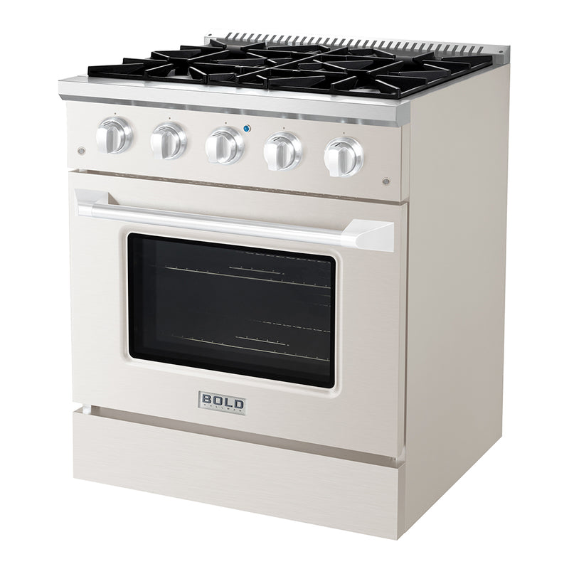 Hallman Bold 30-Inch Dual Fuel Range with 4.2 Cu. Ft. Electric Oven & 4 Gas Burners in Stainless Steel (HBRDF30CMSS)