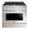 Hallman Bold 36-Inch Dual Fuel Range with 5.2 Cu. Ft. Electric Oven & 6 Gas Burners in Stainless steel with Chrome Trim (HBRDF36CMSS)