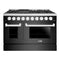 Hallman Bold 48-Inch Dual Fuel Range with 6.7 Cu. Ft. Gas Stove, Electric Oven & 8 Gas Burners in Black Titanium with Chrome Trim (HBRDF48CMBT)