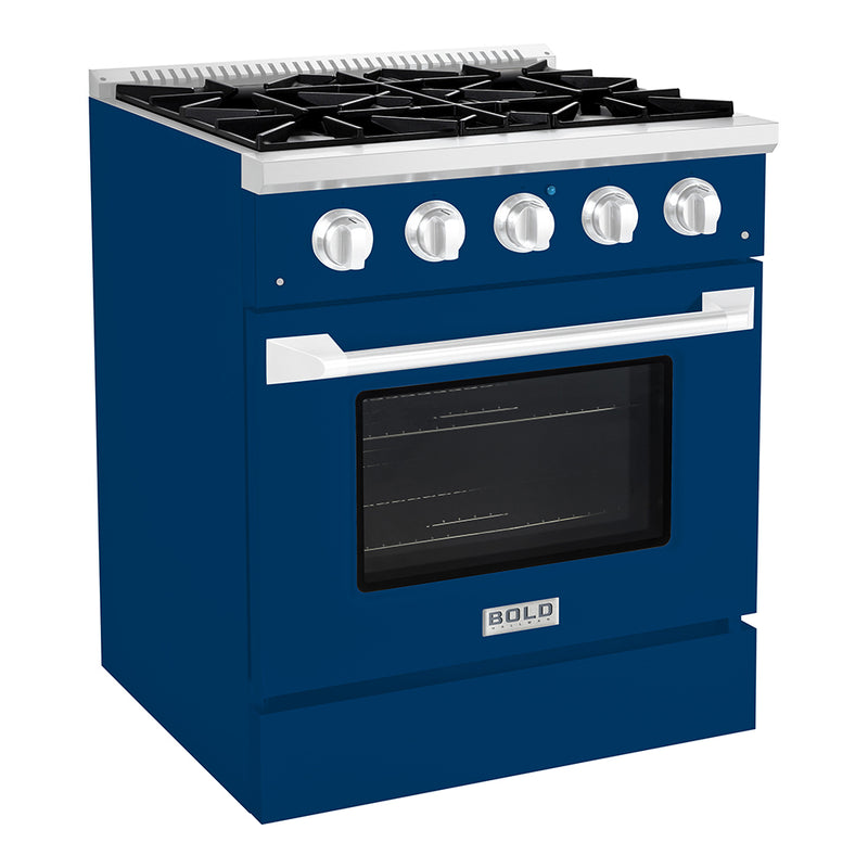 Hallman Bold 30-Inch Gas Range with 4.2 Cu. Ft. Gas Oven & 4 Gas Burners in Blue with Chrome Trim (HBRG30CMBU)