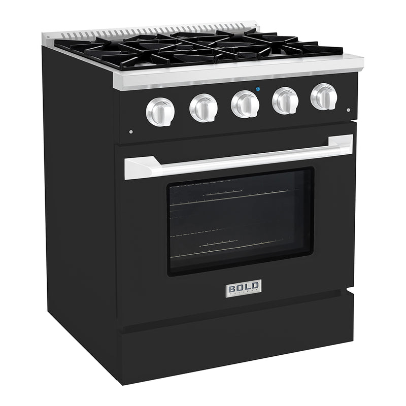Hallman Bold 30-Inch Gas Range with 4.2 Cu. Ft. Gas Oven & 4 Gas Burners in Matte Graphite with Chrome Trim (HBRG30CMMG)