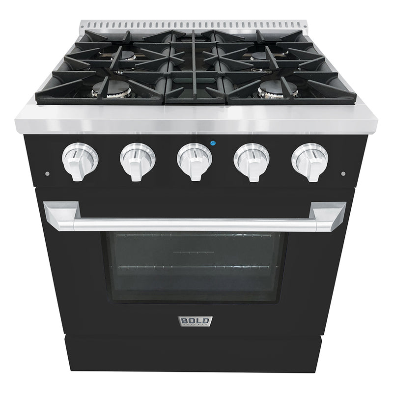 Hallman Bold 30-Inch Gas Range with 4.2 Cu. Ft. Gas Oven & 4 Gas Burners in Matte Graphite with Chrome Trim (HBRG30CMMG)