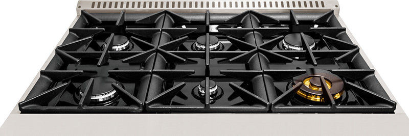 Hallman Bold 36-Inch Gas Range with 5.2 Cu. Ft. Gas Oven & 6 Gas Burners in Black Titanium with Chrome Trim (HBRG36CMBT)