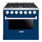 Hallman Bold 36-Inch Gas Range with 5.2 Cu. Ft. Gas Oven & 6 Gas Burners in Blue with Chrome Trim (HBRG36CMBU)