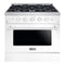 Hallman Bold 36-Inch Gas Range with 5.2 Cu. Ft. Gas Oven & 6 Gas Burners in White with Chrome Trim (HBRG36CMWT)