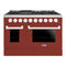 Hallman Bold 48-Inch Gas Range with 6.7 Cu. Ft. Gas Oven & 8 Gas Burners in Burgundy with Chrome Trim (HBRG48CMBG)