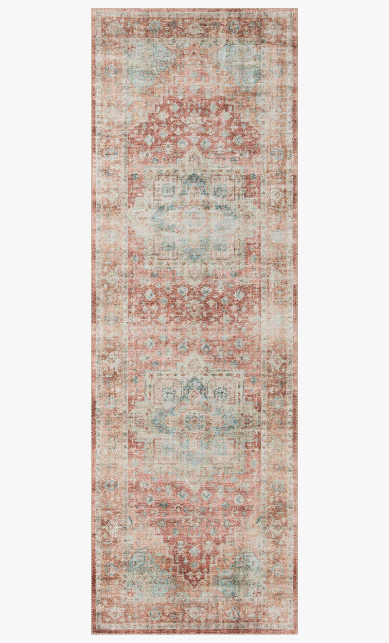 Loloi II Heidi Collection - Traditional Power Loomed Rug in Terracotta & Aqua (HEI-01)