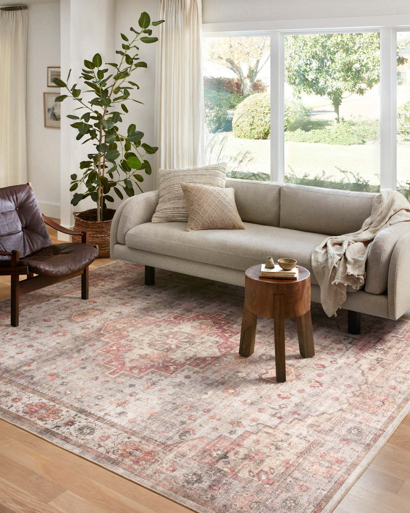 Loloi II Heidi Collection - Traditional Power Loomed Rug in Dove & Spice (HEI-02)