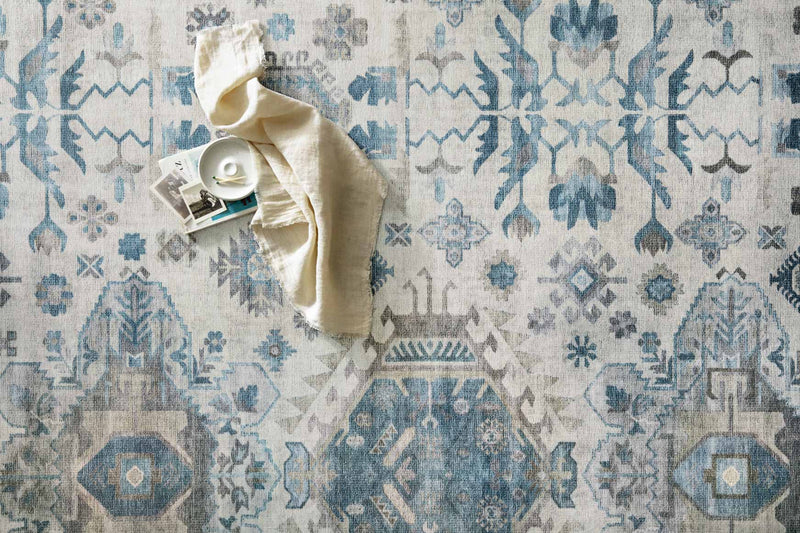 Loloi II Heidi Collection - Traditional Power Loomed Rug in Ivory & Ocean (HEI-04)
