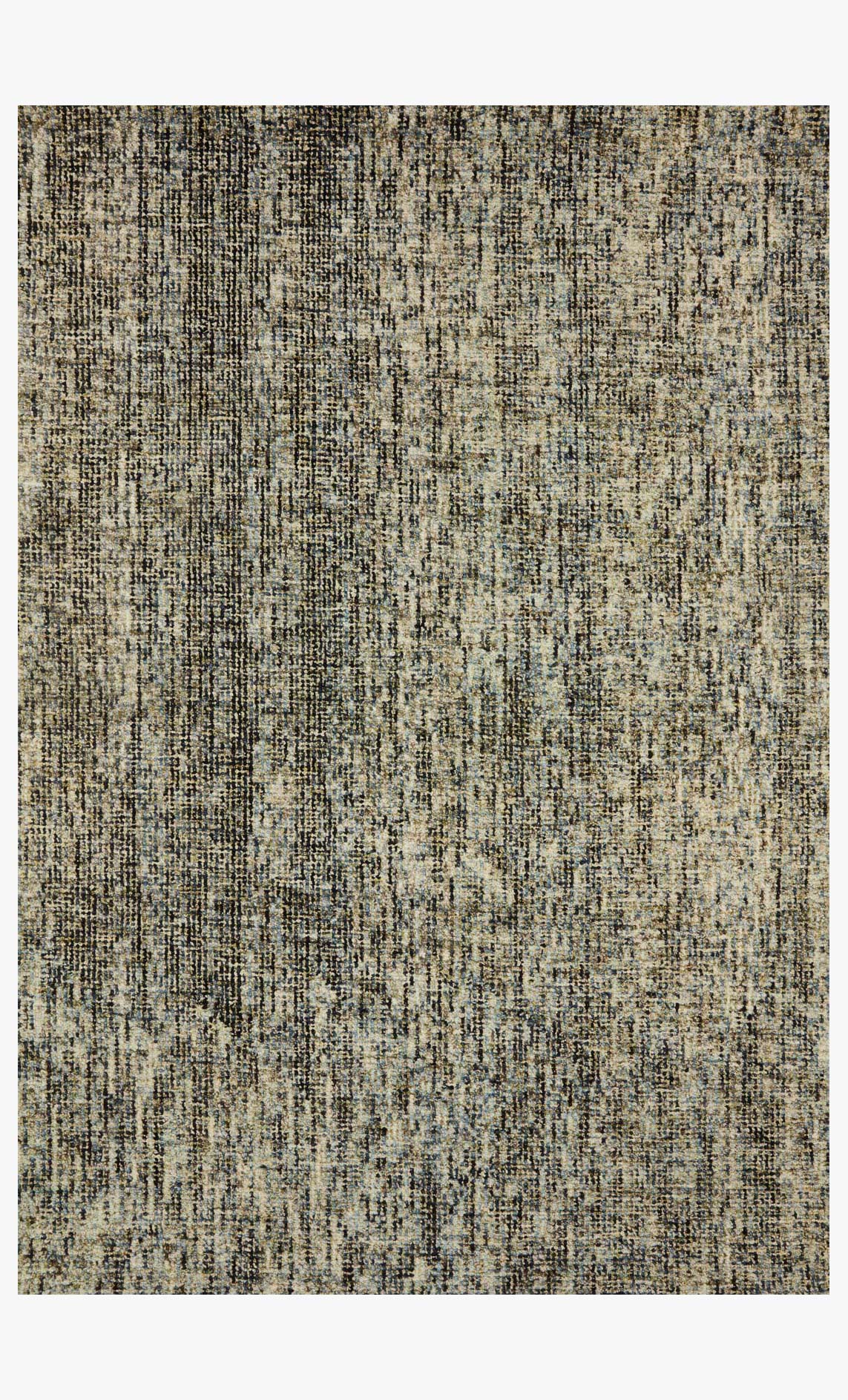 Hand-tufted contemporary rug with abstract vertical pattern in olive and denim blue