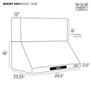 Kucht 30-Inch Wall Mounted Range Hood 900 CFM in Stainless Steel (KRH3021A)