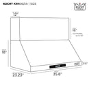 Kucht 36-Inch Wall Mounted Range Hood 900 CFM in Stainless Steel & Silver (KRH3621A)