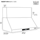 Kucht 48-Inch Wall Mounted Range Hood 1200 CFM in Stainless Steel & Silver (KRH4821A)
