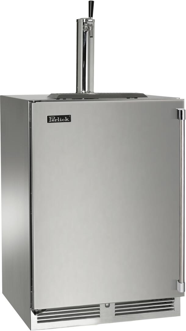 Stainless steel beer dispenser with single tap and front vented grille