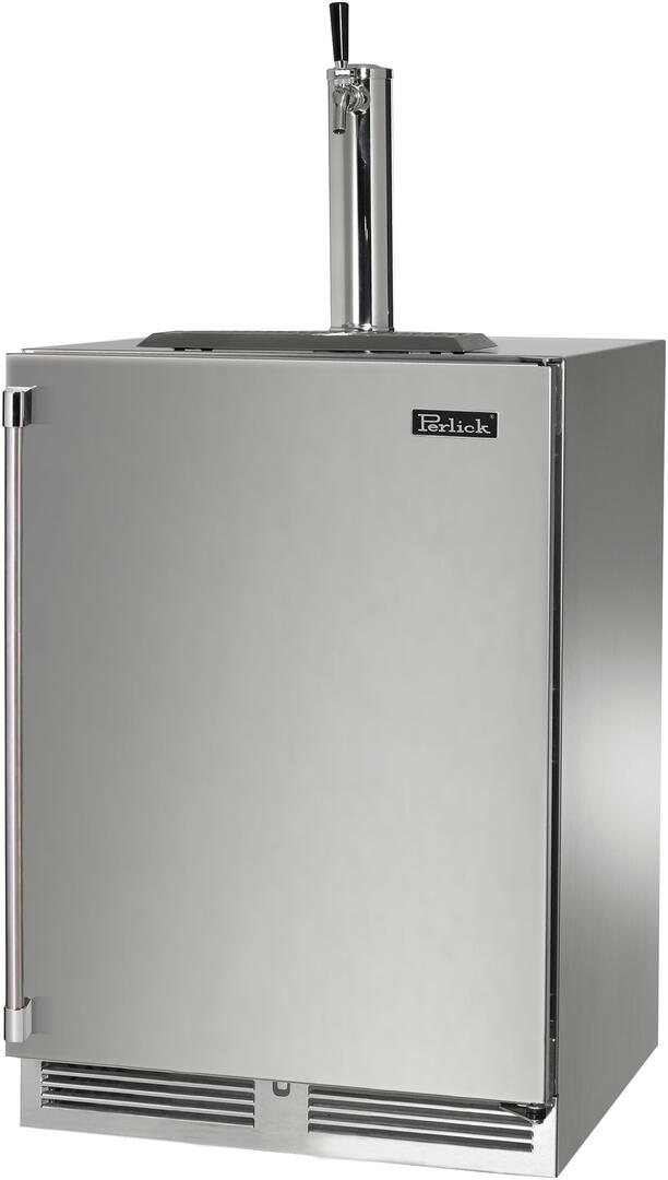 Stainless steel beer dispenser with tall faucet and front refrigeration vents