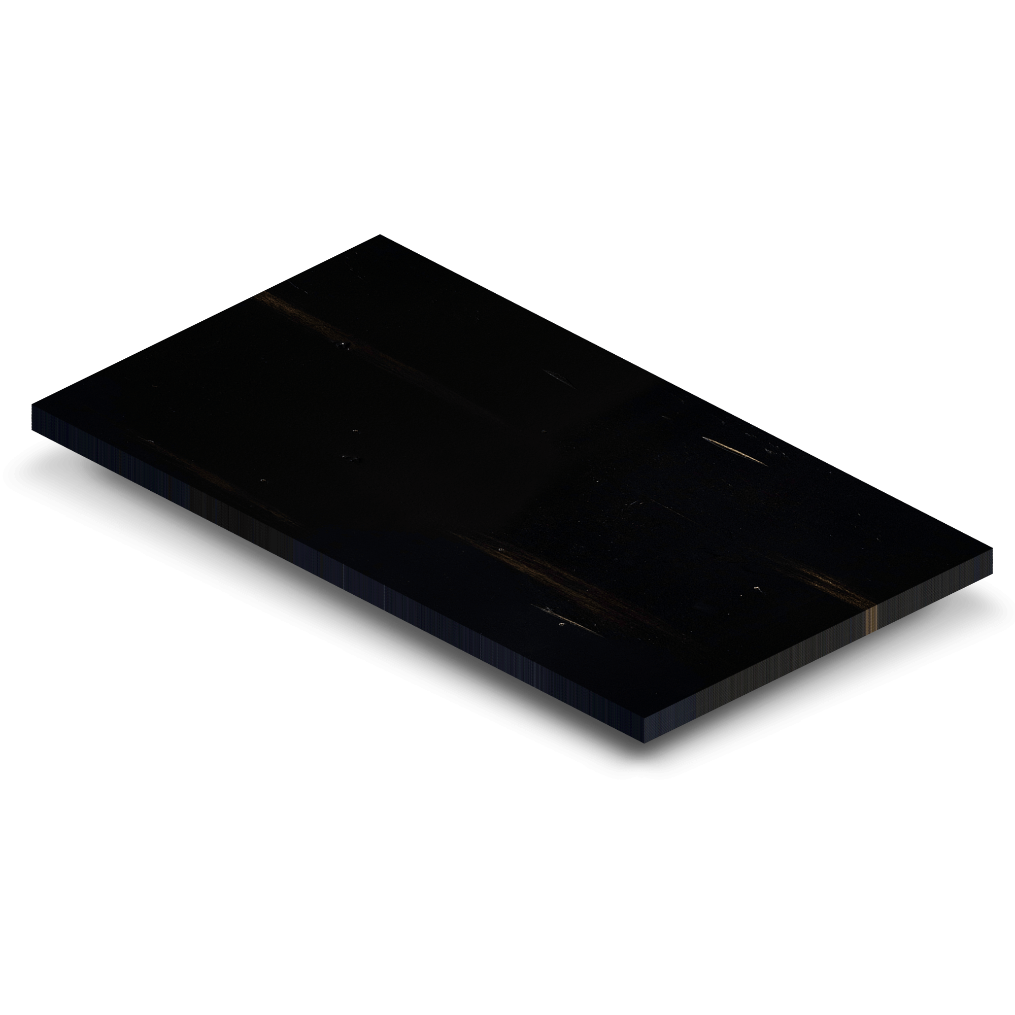 Hamilton wood sample board, dark glossy rectangular plank with beveled edges