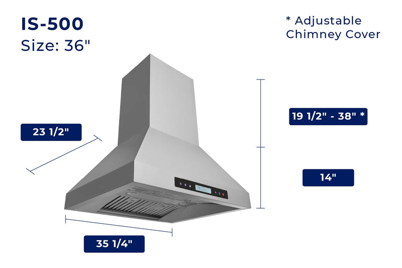 Hauslane 30-Inch Range Hood Insert with Stainless Steel Filters (IS-500SS-30)